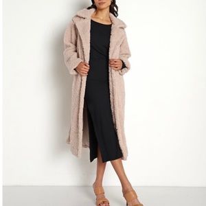 BB Dakota by Steve Madden Fozzie Fur Light Taupe Long Coat